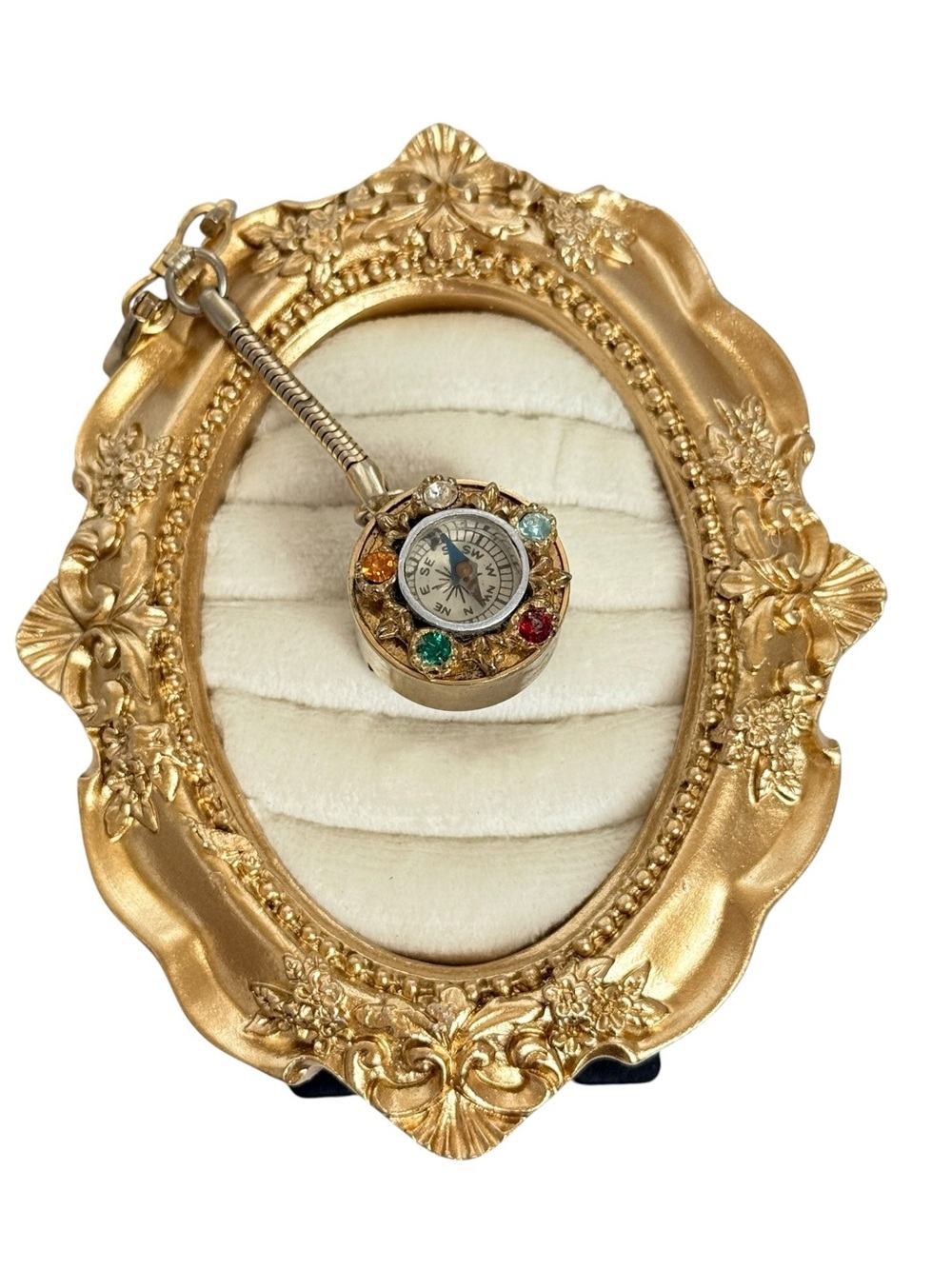 Compass vintage rhinestone keychain coin holder